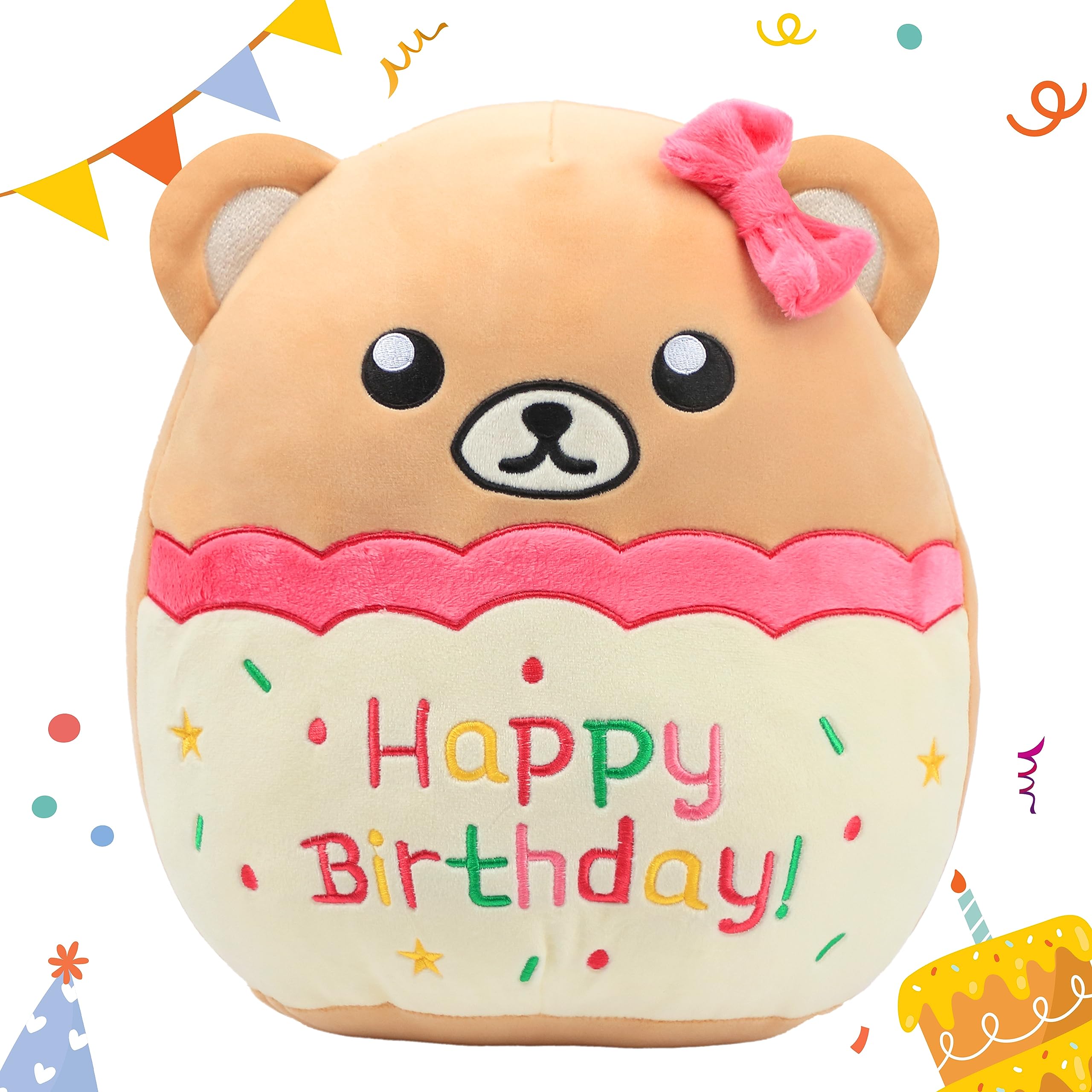 Easfan Birthday Bear Plush Pillow Soft Bear Plush Toy Cute Bear Stuffed Animal Home Room Decoration Birthday Gifts For Kids Todd